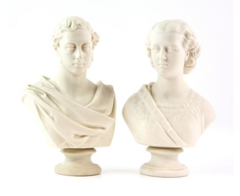 Copeland parian ware portrait busts, depicting Edward and Alexandra Prince and Princess of Wales, Princess Alexandra impresse