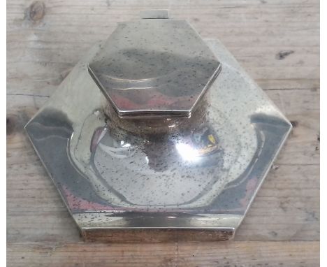 A hallmarked silver capstan inkwell, Walker &amp; Hall, Sheffield 1934, length 14.5cm.  