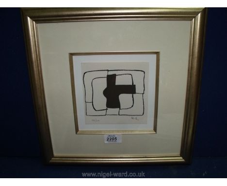 Conrad Marca-Relli: Lithograph abstract study, signed and numbered in pencil no. 441/500, image size 5 1/4'' x 5'', framed.