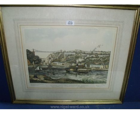 A framed and mounted limited edition Lithograph of Clifton Suspension Bridge, on stamped paper,no.139/600, Alexander Gallery,