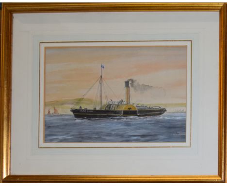 Norman Wilkinson, Paddle Steamer Black Eagle, watercolour, signed lower right, 20 x 30cm
