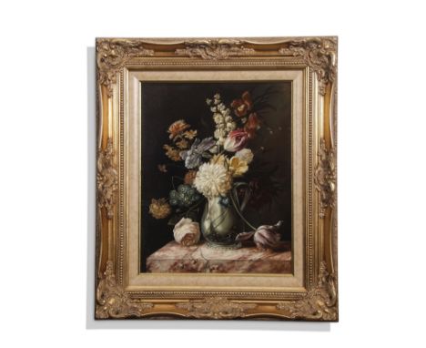 After The Old Master (20th century), Still Life studies, pair of oils on panel, one bearing indistinct monogram lower right, 