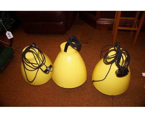 3x industrial lamp shades