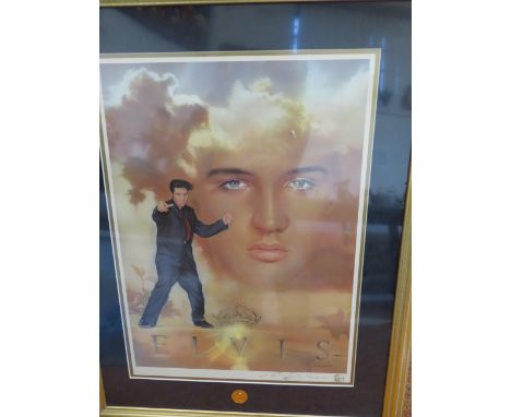 A Large Framed Print Elvis Priestley with COA