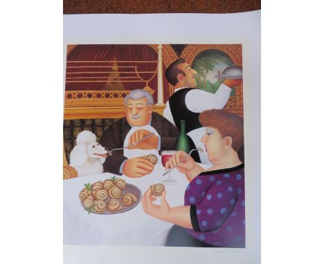 Beryl Cook Print - Dinning In Paris Full print 63cm x 56cm signed in Pencil