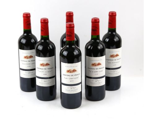 Six bottles of Chateau De Frances Les Cerisiers 2009 vintage red wineCondition Report:  Has previously been cellared at EDH L