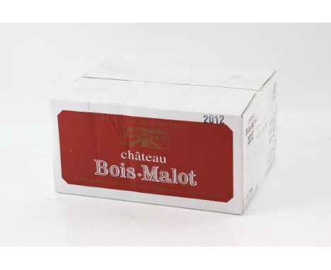 Six bottles of Bois Malot Bordeaux Superieur, 2012 vintage red wine, in original boxCondition Report:  Has previously been ce