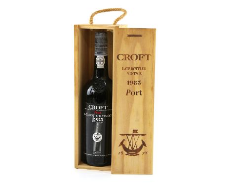 One bottle of Croft Port, Late Bottled 1983 vintage (bottled in 1989), 75cl. In original wooden presentation box 