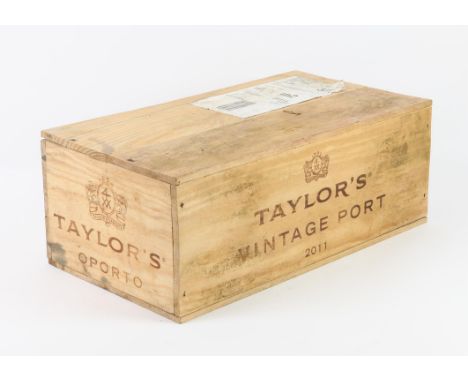 Six bottles of Taylors 2011 vintage port, sealed in original wooden case (6)