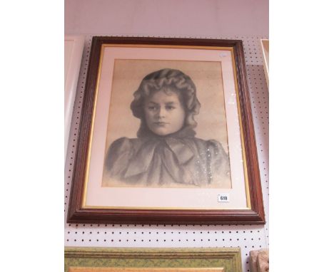 Janet Boothroyd, Crayon Drawing, head to shoulders of M. Alice Porter, unsigned, (label on verso reads "A Crayon Drawing of M