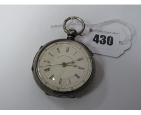 A Hallmarked Silver Cased Openface Chronograph Pocketwatch, the dial with black Arabic and Roman numerals, within plain case 
