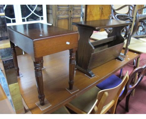 XIX Century Mahogany Commode, (lacking liner) and oak magazine rack. (2)
