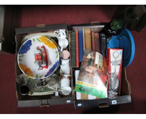 China Tea Set, paraffin lamp, shoe stretcher, "Chippy" brochure, literature, ceramics, onyx table lamp, etc:- Two Boxes