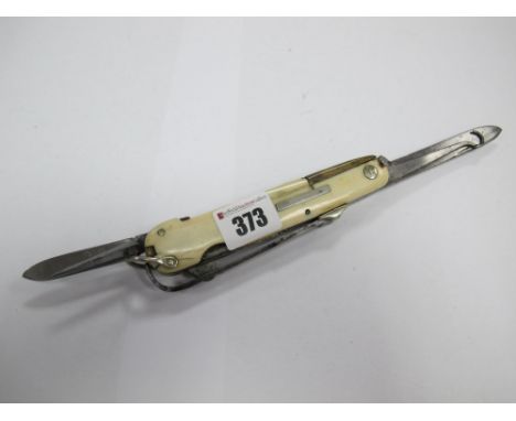 A XIX Century Multi-Function Folding Knife, stamped "Made in Sheffield England", including corkscrew, button hook, etc. 