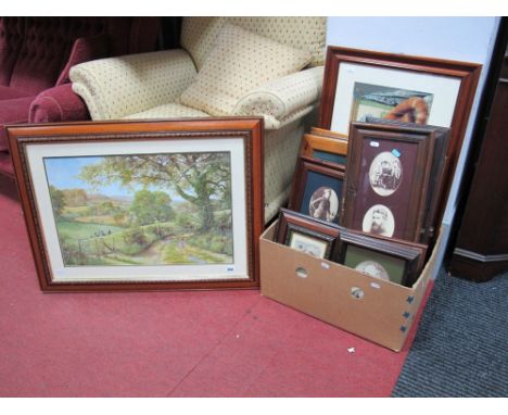 After Ron Beaton, "Landscape Scene with Country Track", Colour Print, 38 x 60cm, and a collection of reproduction photographi