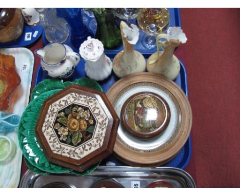 Prattware Plates, green Wedgwood, ewers, etc:- One Tray