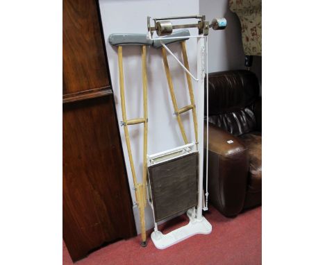 A Circa 1950's Set of N.H.S Clinic Travelling Scales, with fold-up platform for ease of transport and a pair of similar perio