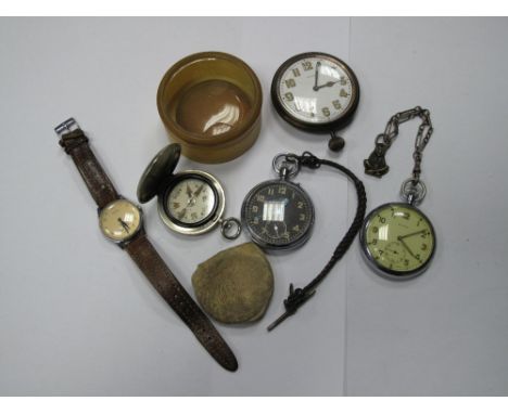 A Cyma Military Issue Openface Pocketwatch, the signed dial with Arabic numerals and seconds subsidiary dial, the case stampe