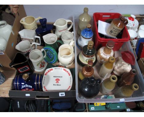 Brewery Interest- A Collection of Advertising Jugs, ashtrays and decanters, including Jim Beam, Joshua Tetley, Wards, Bells, 
