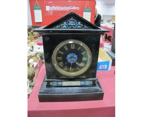 Late XIX Century Black Slate Cased Mantel Clock, gilt Roman numerals, John Bennett of Paris to black dial, numbered 5392 and 