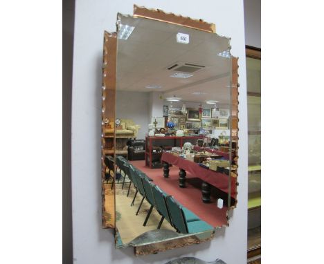 Art Deco Rectangular Wall Mirror, with pink tinted thumbnail border. 