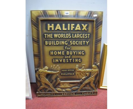Art Deco Moulded "Halifax Building Society" Wall Plaque. 