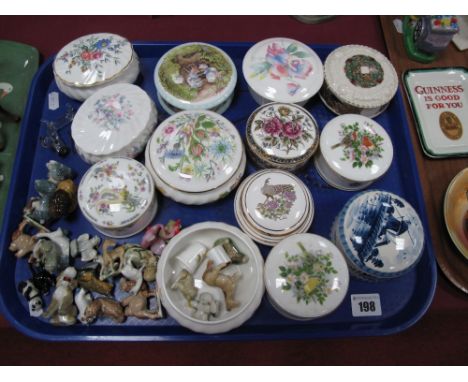 A Collection of China Trinket Pots and Covers, including Wedgwood 'Avebury', 'Angela', 'Coalport Paradise', Aynsley 'Cottage 