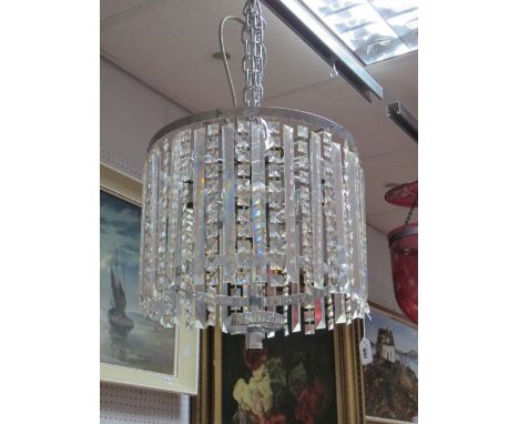 XX Century Chrome Ceiling Light, with faceted glass drops. 