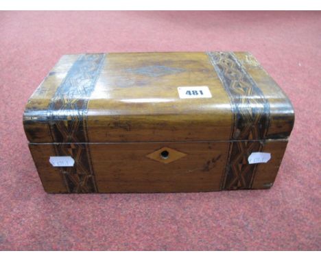 XIX Century Walnut Marquetry Work Box, together with ladies vintage costume jewellery. 