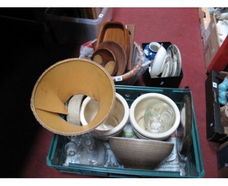 Wooden Bowls, Hillstonia planter, brass plaque, etc. 