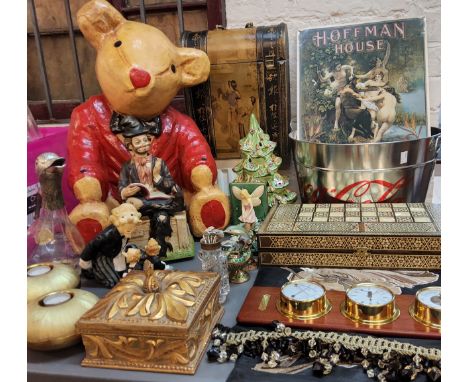 Interior Design - a large papier mache teddy bear, seated;&nbsp; Coca Cola wine bucket;&nbsp; chess board;&nbsp; &nbsp;Viller