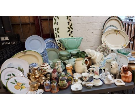 Ceramics - Spode Flemish Green dinner ware;&nbsp; Woods Ware Iris dinner plates;&nbsp; &nbsp;meat plates;&nbsp; decorative pl
