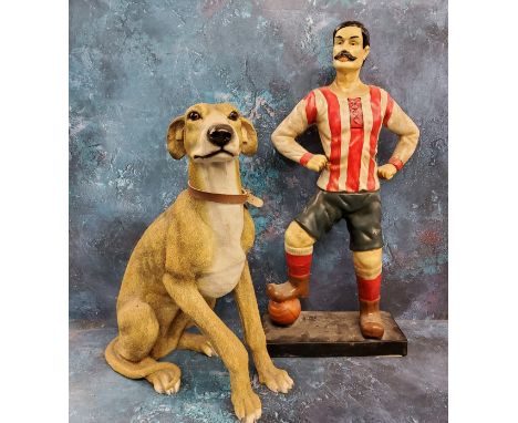 A large Leonardo model, of a Greyhound, 44cm high;&nbsp; Brentford Football Club, a model of an early 20th century footballer