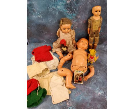 A&nbsp;Kammer &amp; Reinhardt 255 celluloid shoulder head doll, German, 1920s, open mout kid leather body with celluloid lowe