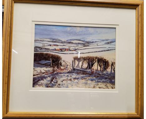 Lionel Aggett&nbsp;(1938 — 2009),&nbsp;Winter Light, signed, mixed media, 23cm x 31cm 