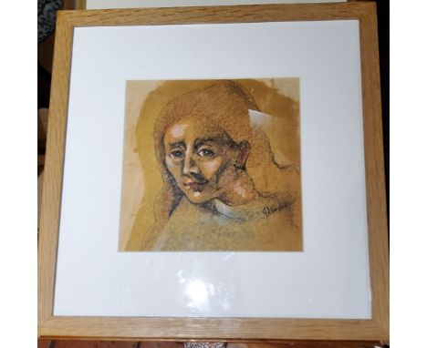 J**A**Hooper, 20th century, Portrait of a Lady, signed, mixed medium, 20cm x 20cm 