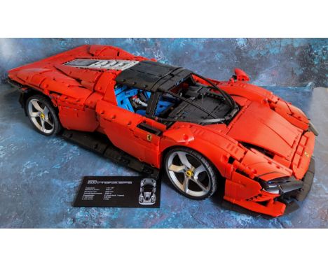 A Mould King&nbsp;Lego style large scale Ferrari Daytona SP3, built; not checked for completeness 