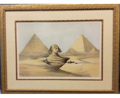 After David Roberts,&nbsp;The Great Sphinx, Pyramids of Gizeh, lithograph, pub'd by F. G. Moon 1846, 29.5cm x 52cm 