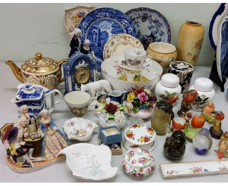 A German bisque figure group, Playing Chess, c.1890;&nbsp; a Spode Italian pattern plate;&nbsp; &nbsp;Ringtons teapot;&nbsp; 