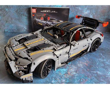 A Mould King Lego Style Mercedes AMG GT Shadow, built, original instruction booklet 