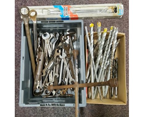 Tools - socket sets;&nbsp; spanners;&nbsp; wrench;&nbsp; drill heads;&nbsp;&nbsp;a novelty horn galleon sailing ship, 61cm hi