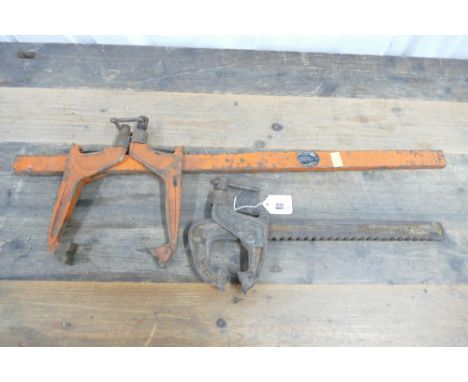 Vintage 12" carver clamp and orange carver clamp.