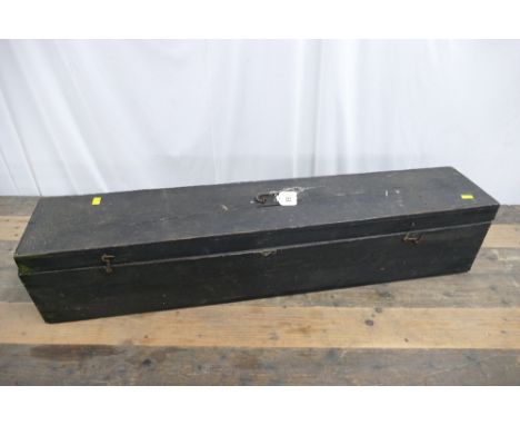 Wooden toolbox containing various tools, hammers etc, measuring 22cm high, 109cm wide, 20cm deep.