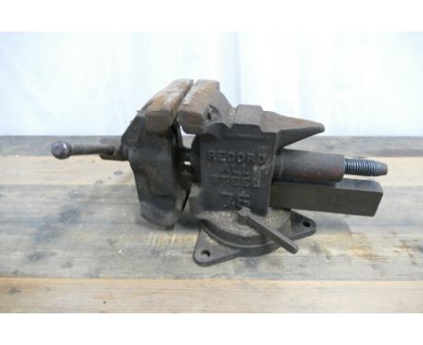 Vintage Record No 75 bench top swivel vice.
