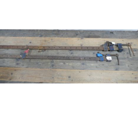 Two metal heavy duty sash clamps, longest measures 152cm approx.