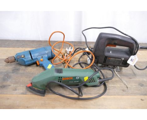 Bosch PDA 120 detail sander, Black and Decker jigsaw and corded drill.  JIGSAW WITHDRAWN