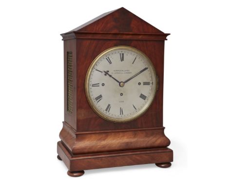 A Victorian mahogany quarter repeating bracket clock, by Barraud & Lunds, second half 19th century, the case with an architec