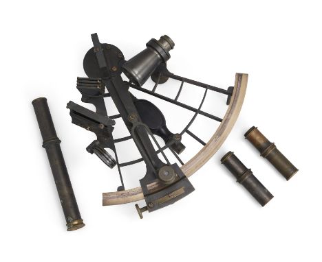 A brass radius sextant, by Elliott, London, late 19th century, with index mirrors, filters, horizon mirror eyepieces, telesco