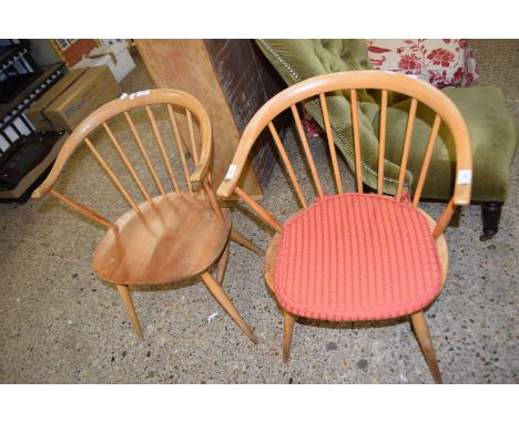 PAIR OF ERCOL BOW AND STICK BACK DINING CHAIRS