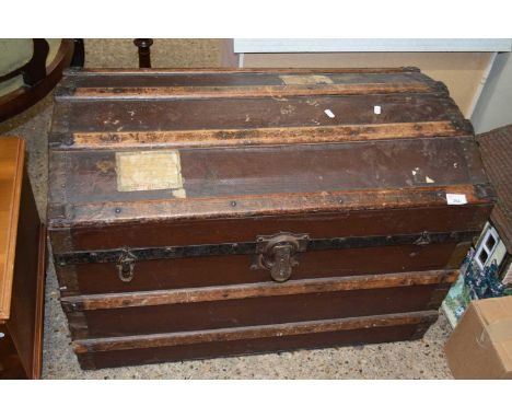 WOODEN BOUND DOME TOPPED TRUNK, 84 CM WIDE